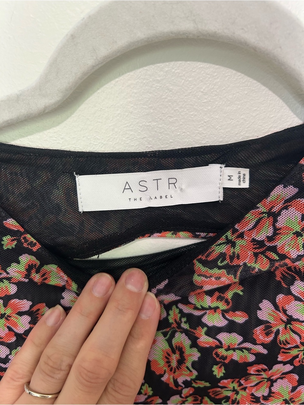 ASTR Luisa Crop Top and BodyCon Skirt Set Black Floral Mesh Medium - Picture 5 of 11